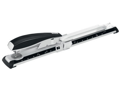 [240719] Grapadora petrus 600 brazo largo capacidad 40 hojas color gris/negro usa grapas 22/6 24/6-8 y 26/6-8