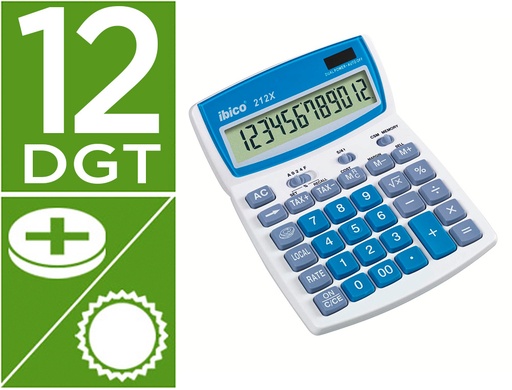[157623] Calculadora ibico 212x sobremesa 12 digitos color blanco / azul 140x32x190 mm