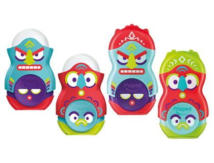 [151834] Sacapuntas maped plastico loopy totem 1 uso con goma colores surtidos decorado