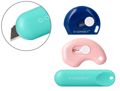 [169926] Cuter q-connect plastico mini de seguridad retractil modelos y colores surtidos expositor 30 unidades
