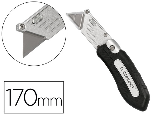 [169920] Cuter q-connect metalico ancho plegable con mango antideslizante cuchilla 19 mm xd-925 conclip blister 1 unidad