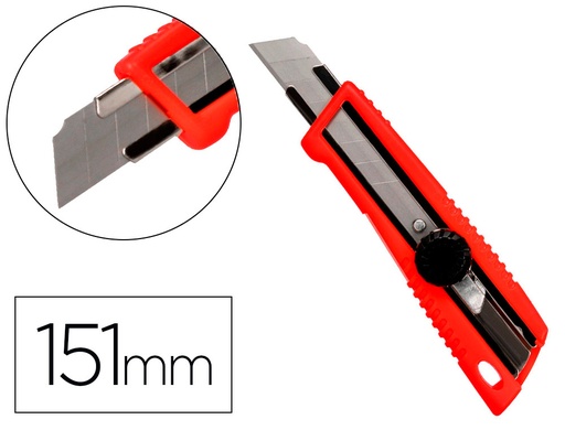 [169919] Cuter q-connect plastico ancho bloqueo de la hoja por rueda guia metalica para la cuchilla 18 mm xd-190 blister 1 unida