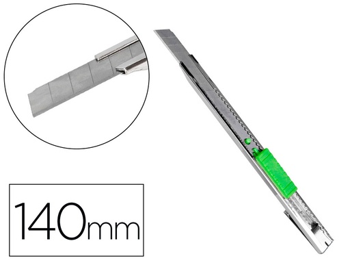 [49131] Cuter q-connect metalico estrecho cuchilla 9 mm con clip blister 1 unidad