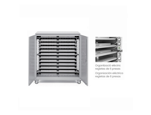 [170993] Armario metalico iorder con ruedas para almacenamiento y carga 32 portatil/48notebook color gris 1430x450x950 mm