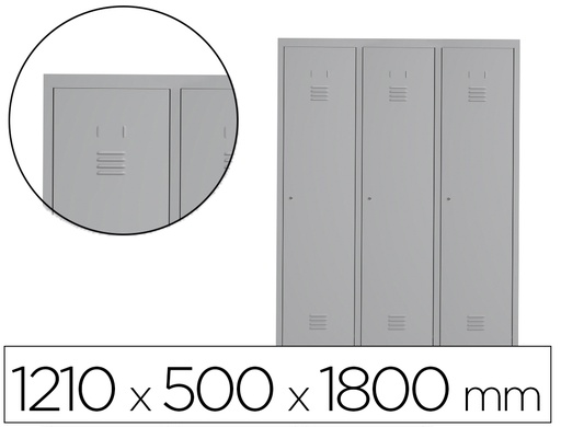 [169575] Taquilla metalica rocada 400 3 modulos x 1 puerta gris 1210x500x1800 mm