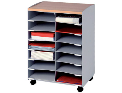 [78509] Modulo paperflow con 14 casillas y ruedas pivotantes color gris 720x514x330 mm