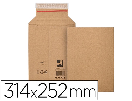 [171122] Sobre para envios q-connect carton 100% reciclado y reciclable cierre autoadhesivo314x252x72 mm color kraft