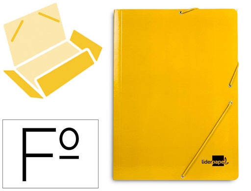 [165925] Carpeta liderpapel gomas folio 3 solapas carton plastificado color amarillo