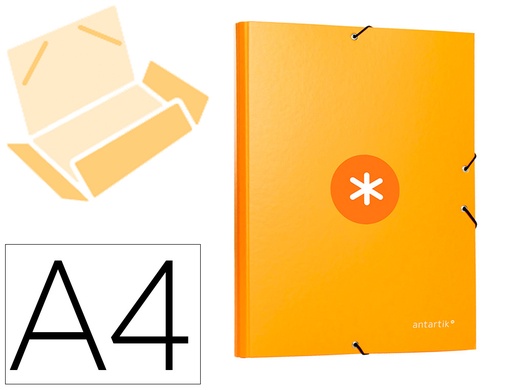 [80860] Carpeta antartik gomas a4 3 solapas carton forrado color mostaza