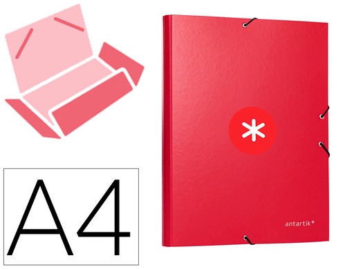[80859] Carpeta antartik gomas a4 3 solapas carton forrado color frambuesa