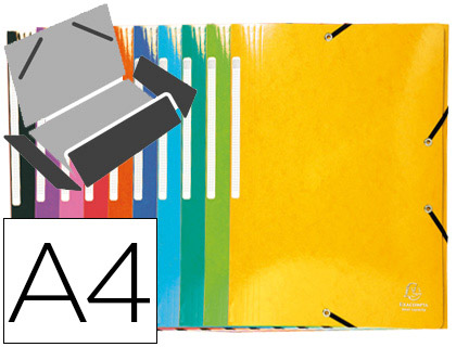 [76295] Carpeta exacompta gomas carton simil-prespan tres solapas din a4+ colores surtidos