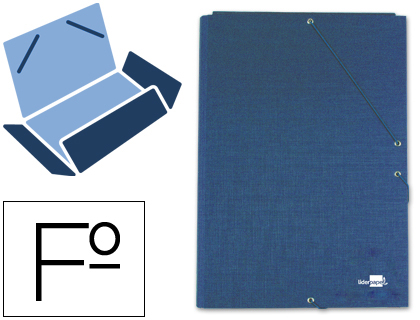 [25263] Carpeta liderpapel gomas folio 3 solapas carton forrado azul