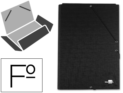 [24741] Carpeta liderpapel gomas folio 3 solapas carton forrado negra