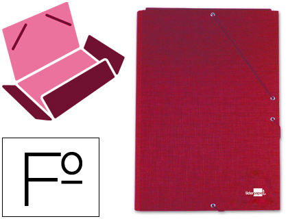 [24740] Carpeta liderpapel gomas folio 3 solapas carton forrado roja