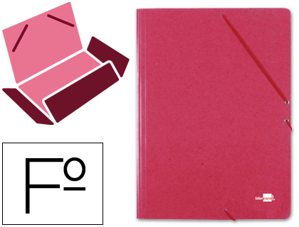 [24044] Carpeta liderpapel gomas folio 3 solapas carton prespan roja