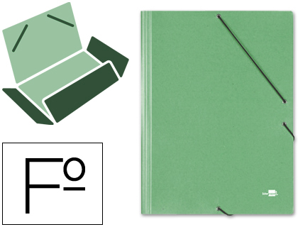 [23815] Carpeta liderpapel gomas folio 3 solapas carton simil prespan verde