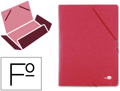 [23814] Carpeta liderpapel gomas folio 3 solapas carton simil prespan roja