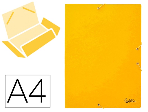 [23813] Carpeta liderpapel gomas folio 3 solapas carton simil prespan amarilla