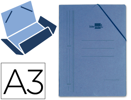 [19249] Carpeta liderpapel gomas a3 3 solapas carton prespan azul