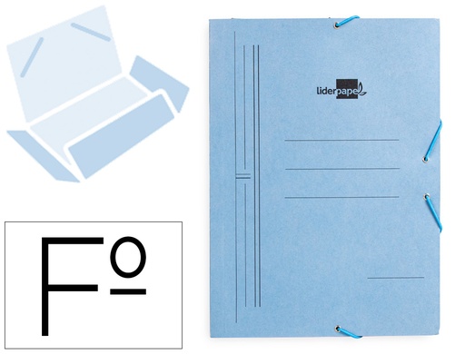 [15799] Carpeta liderpapel gomas folio 3 solapas carton pintado azul