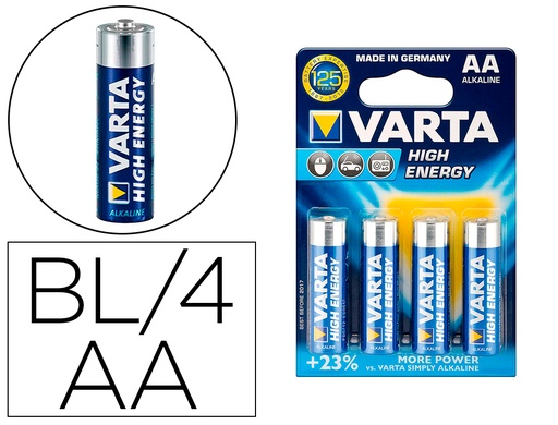 [166028] Pila varta alcalina longlife power aa tipo lr-06 blister de 4 unidades