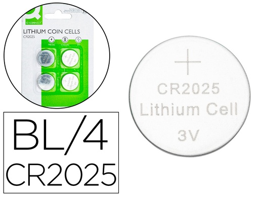 [162777] Pila q-connect tipo boton litio cr2025 3v blister de 4 unidades
