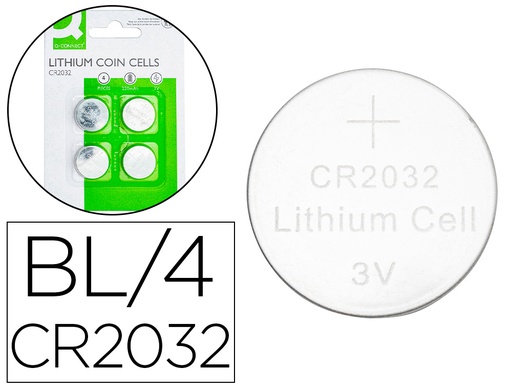 [162776] Pila q-connect tipo boton litio cr2032 3v blister de 4 unidades