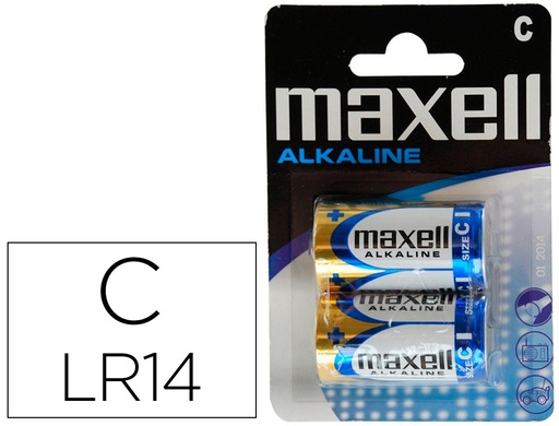 [159310] Pila maxell alcalina 1,5 v tipo c lr14 blister de 2 unidades