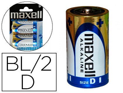 [151129] Pila maxell alcalina 1.5v tipo d lr20 blister de 2 unidades