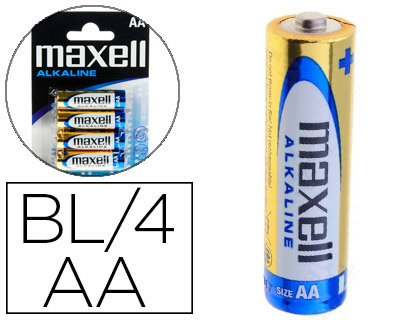 [151127] Pila maxell alcalina 1.5 v tipo aa lr06 blister de 4 unidades