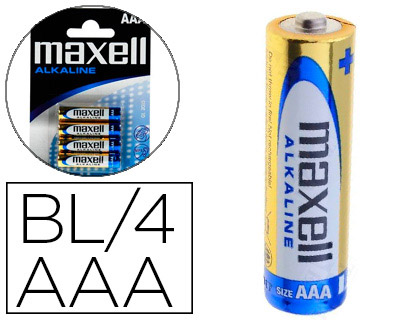 [151126] Pila maxell alcalina 1.5 v tipo aaa lr03 blister de 4 unidades