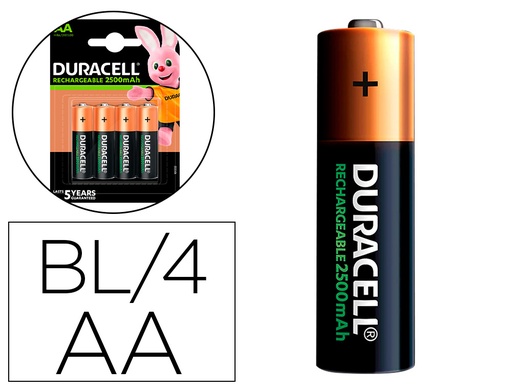 [59561] Pila duracell recargable staycharged aa 2500 mah blister de 4 unidades
