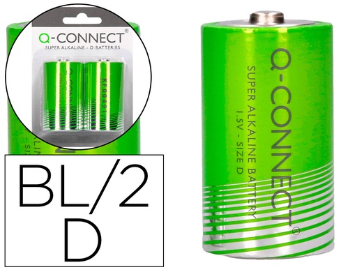 [33651] Pila q-connect alcalina d blister de 2 unidades