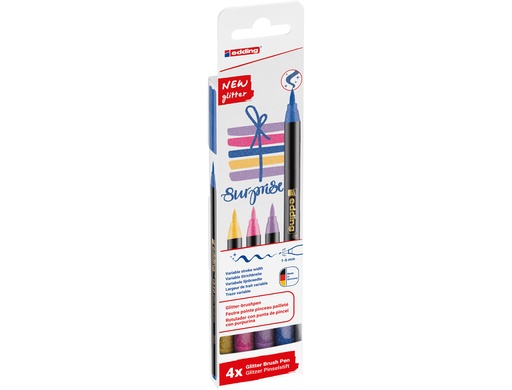 [170981] Rotulador edding punta pincel 1340 purpurina caja de 4 unidades colores surtidos