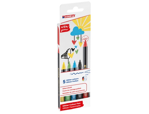 [170980] Rotulador edding punta fibra 1200 punta redonda 0,5 mm glitter basico caja de 5 unidades colores surtidos