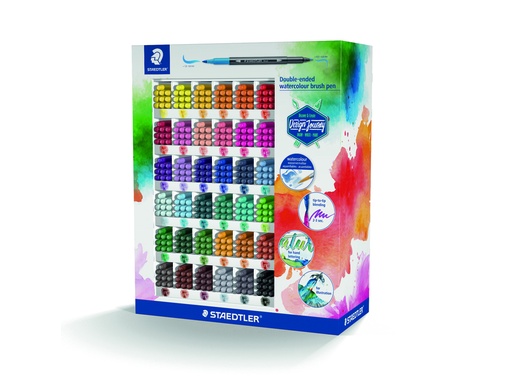 [170809] Rotulador staedtler doble punta pincel acuarelable expositor de 360 unidades colores surtidos