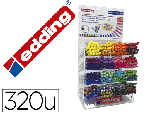 [168328] Rotulador edding punta fibra 1200 expositor de 320 unidades colores surtidos