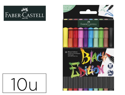 [168000] Rotulador faber castell edicion black punta de pincel caja de 10 unidades colores surtidos