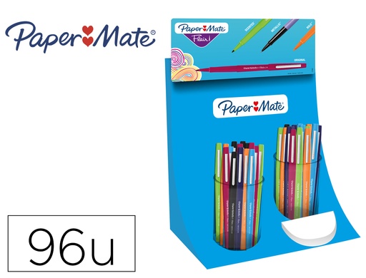 [167519] Rotulador paper mate flair punta de fibra expositor de 96 unidades colores surtidos