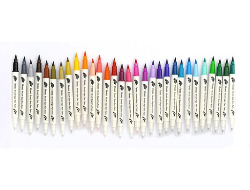 [167439] Rotulador pentel brush pen twin doble punta flexible expositor de 90 unidades colores surtidos