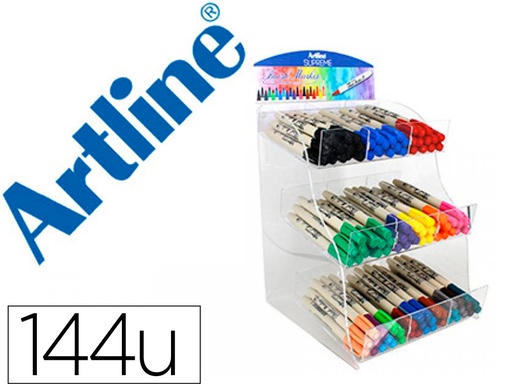 [165903] Rotulador artline supreme brush epfs pintura base de agua punta tipo pincel trazo fino expositor de 144