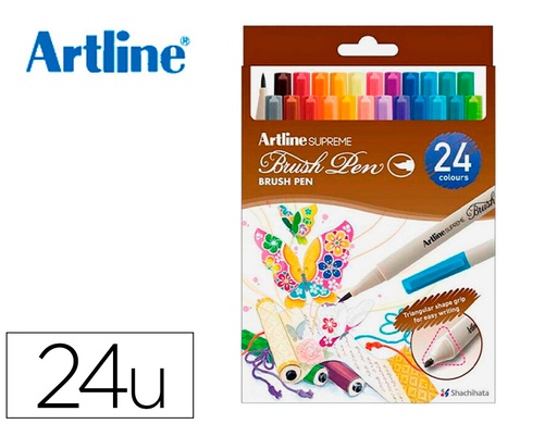[165902] Rotulador artline supreme brush epfs pintura base de agua punta tipo pincel trazo fino bolsa de 24 unidades