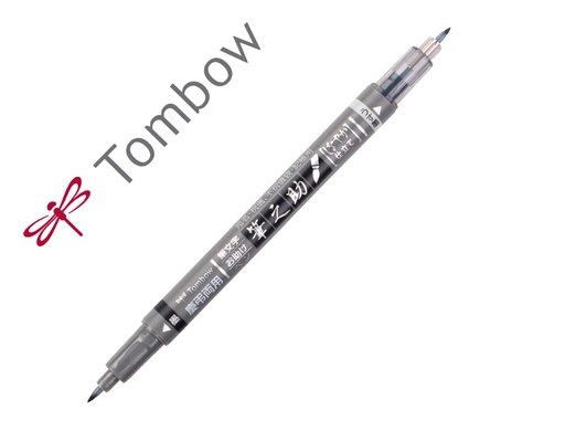 [165202] Rotulador tombow fudenosuke tinta base de agua doble punta blanda color gris/negro