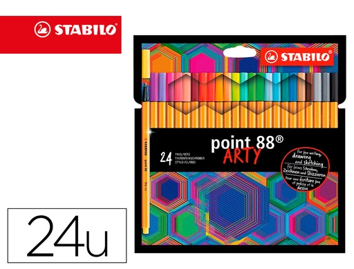 [165024] Rotulador stabilo point 88 punta de fibra arty line estuche carton de 24 unidades colores surtidos