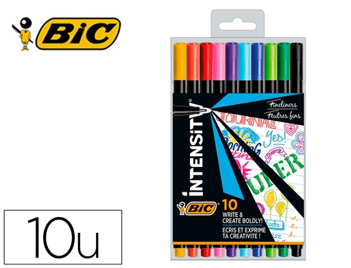 [162922] Rotulador bic intensity fine punta de fibra 0,4 mm blister de 10 unidades colores surtidos