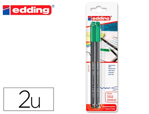 [161361] Rotulador edding punta fibra 1200 verde n.4 punta redonda 0.5 mm blister de 2 unidades