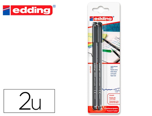 [161358] Rotulador edding punta fibra 1200 negro n.1 punta redonda 0.5 mm blister de 2 unidades