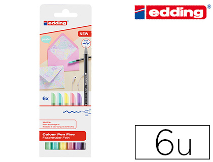 [155693] Rotulador edding punta fibra 1200 pastel punta redonda 1 mm estuche de 6 unidades colores surtidos