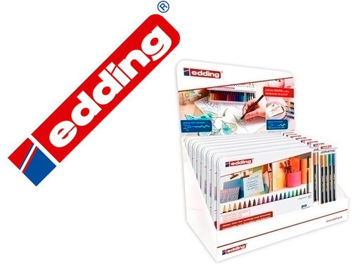 [154743] Rotulador edding punta fibra 1200 caja metalica 20 colores surtidos exp.8 unidades + 8 blister 4 edding 1340 regalo