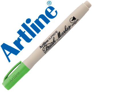 [152126] Rotulador artline supreme brush pintura base de agua punta tipo pincel trazo variable verde amarillento